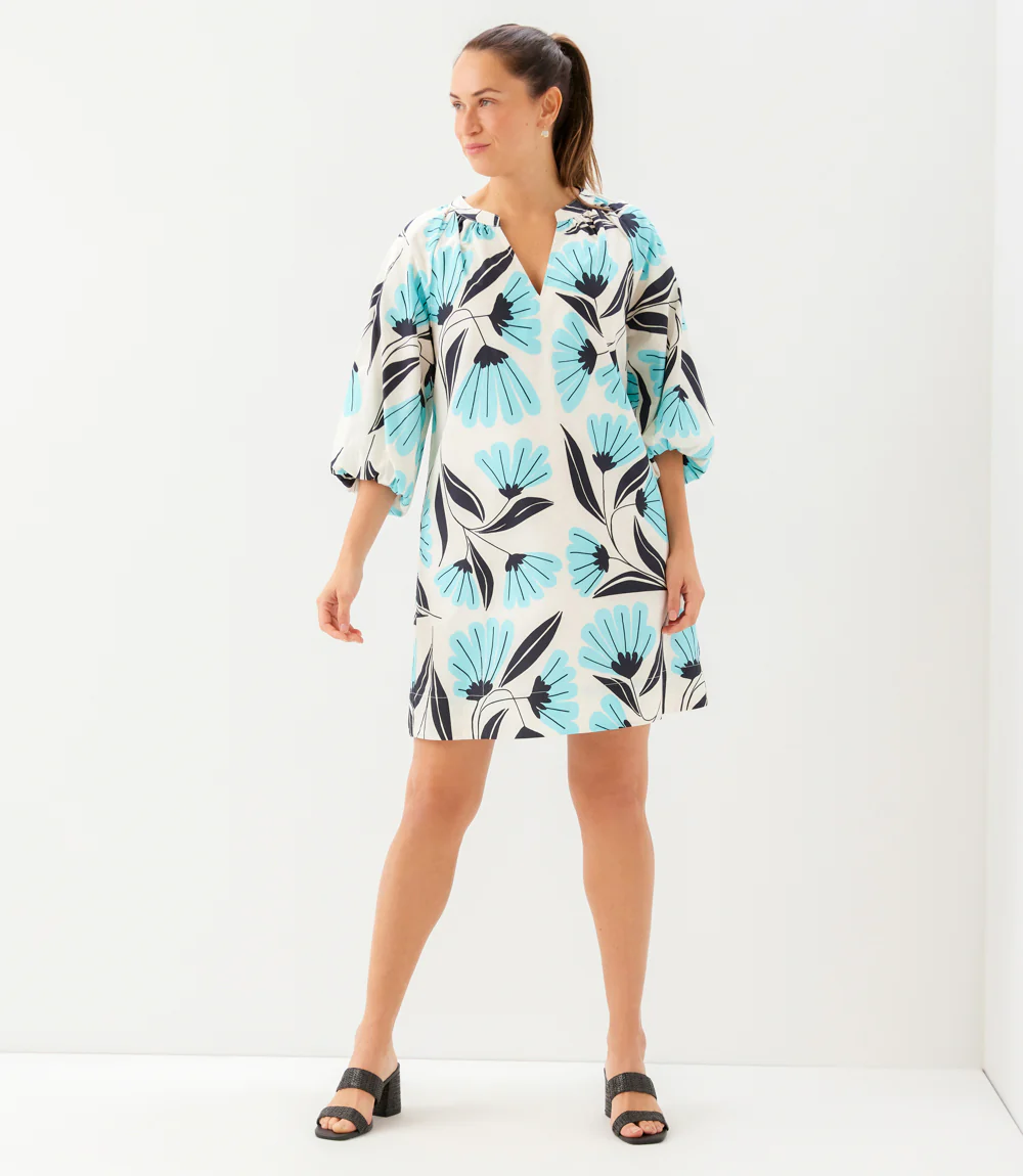 Petite Size Puff Sleeve Peasant Dress - Image 4