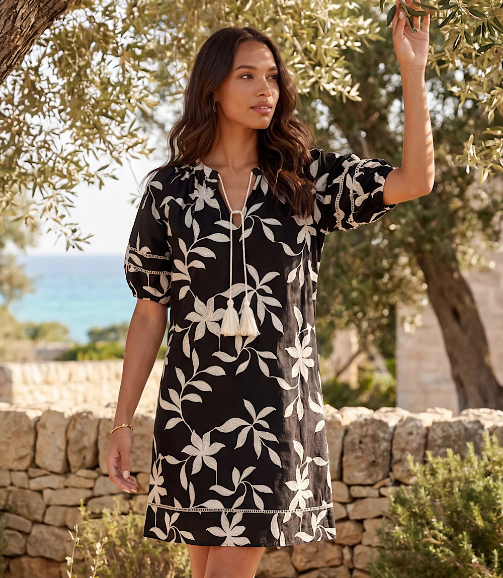 Puff Sleeve Tassel Dress
