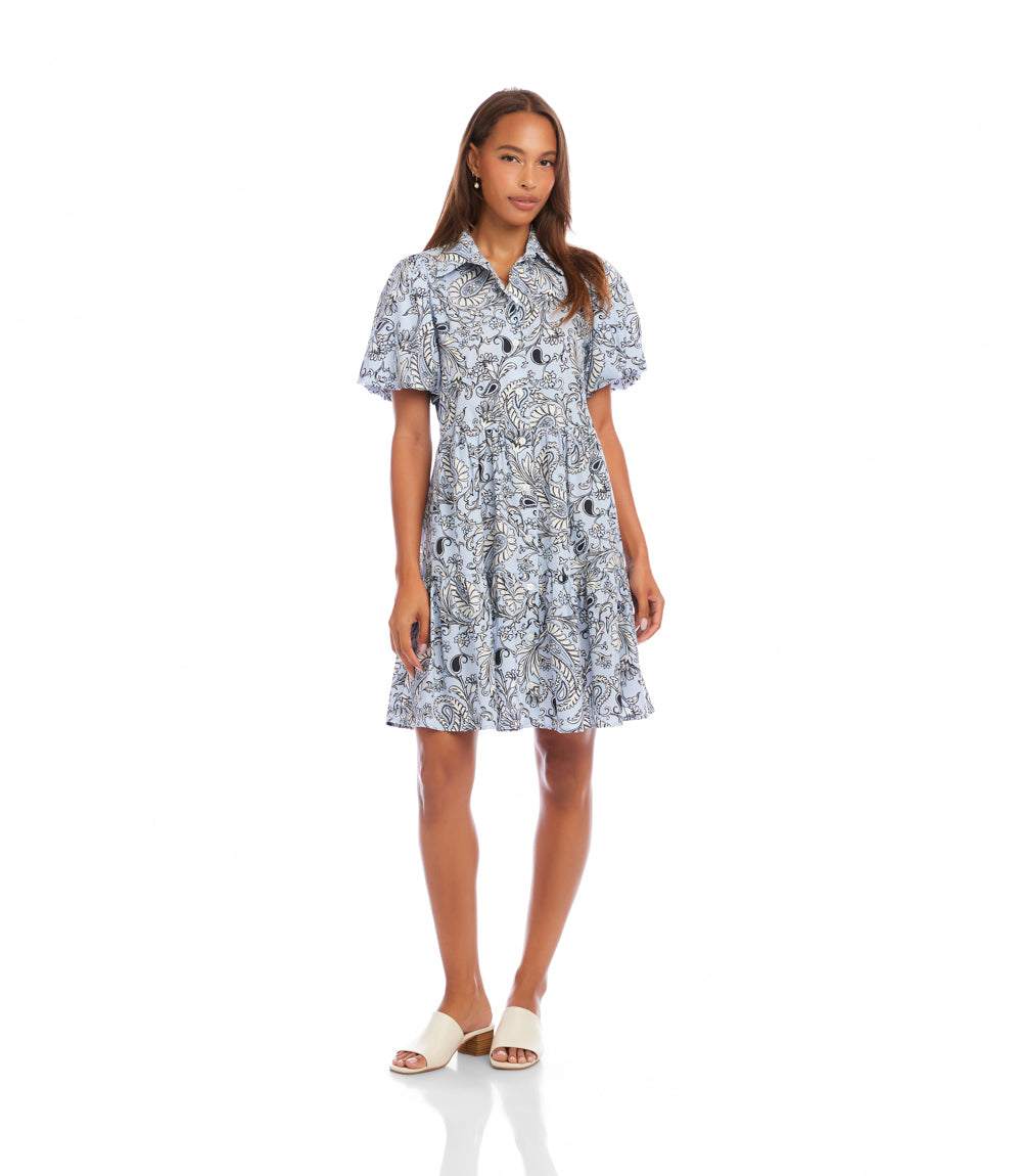 Petite Size Puff Sleeve Tiered Shirtdress - Image 3