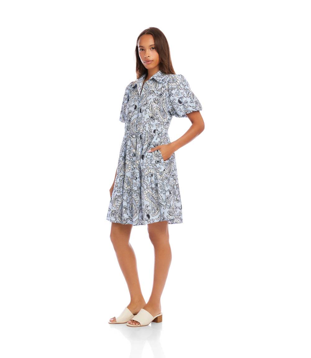 Petite Size Puff Sleeve Tiered Shirtdress - Image 4