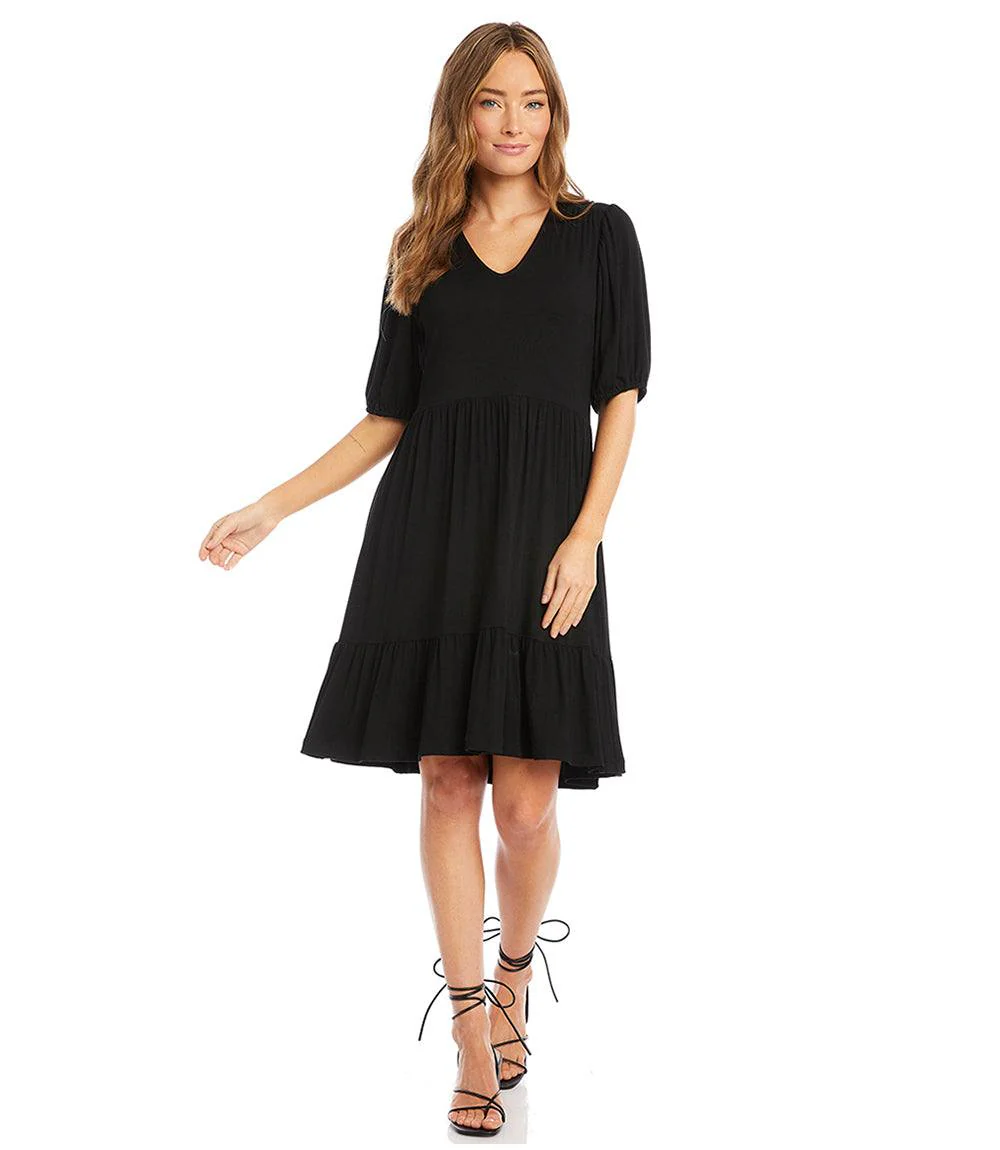 Petite Size Puff Sleeve Tiered Dress - Image 3