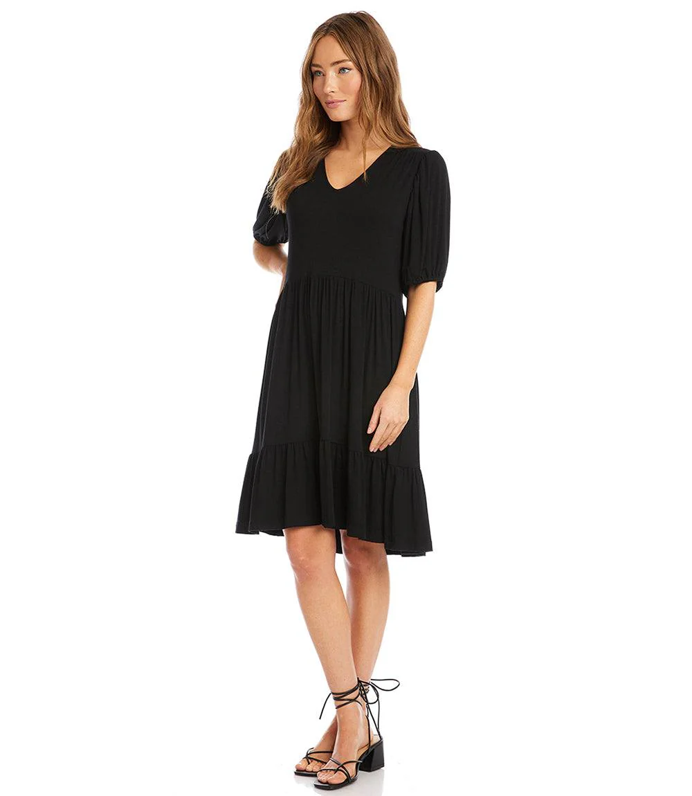 Petite Size Puff Sleeve Tiered Dress - Image 4