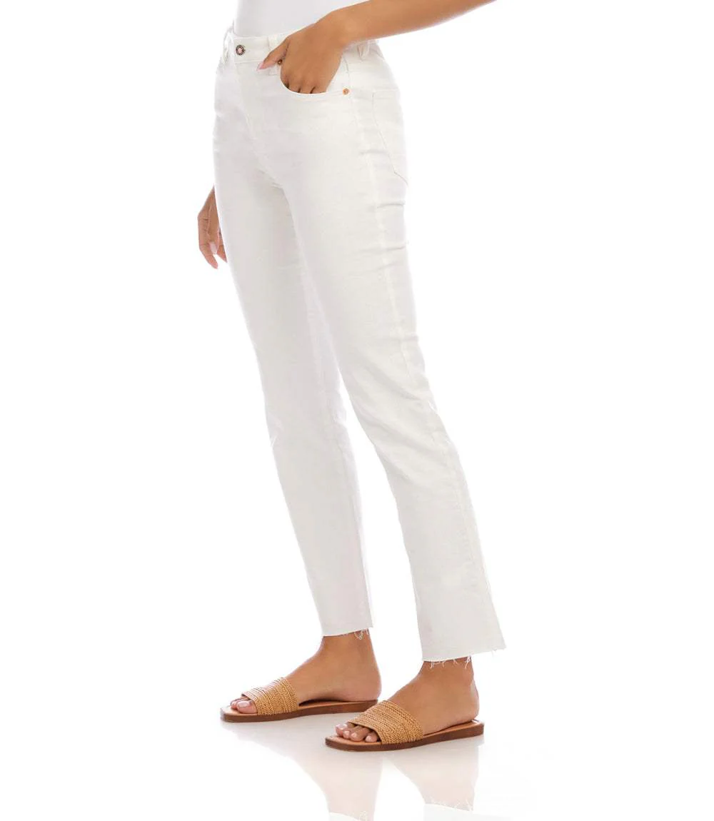 Petite Size Raw Hem Straight Jeans - Image 2