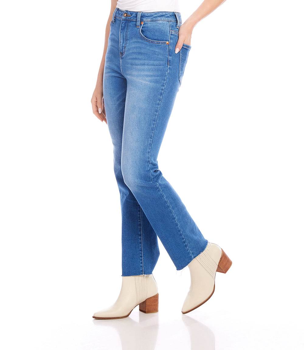 Petite Size Raw Hem Straight Jeans - Image 3