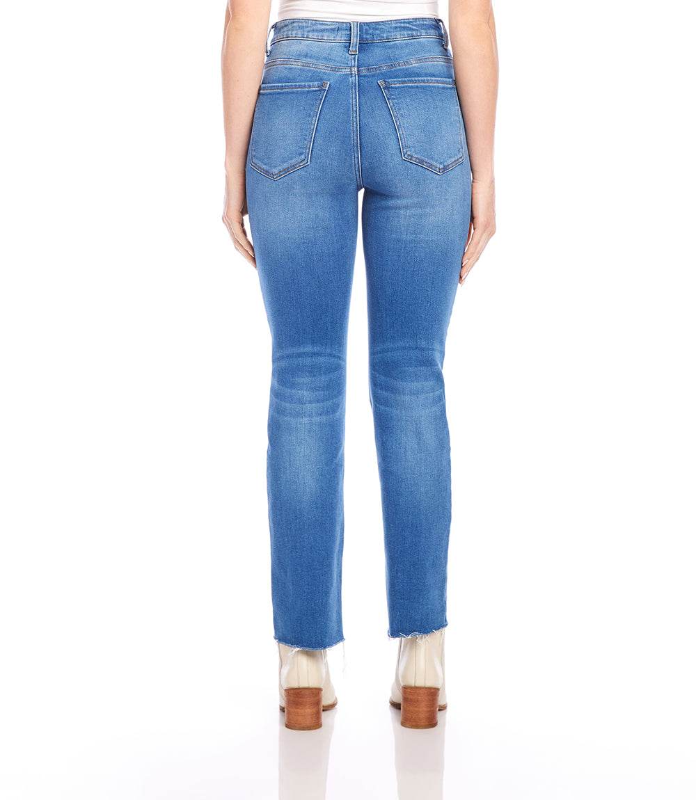 Petite Size Raw Hem Straight Jeans - Image 4
