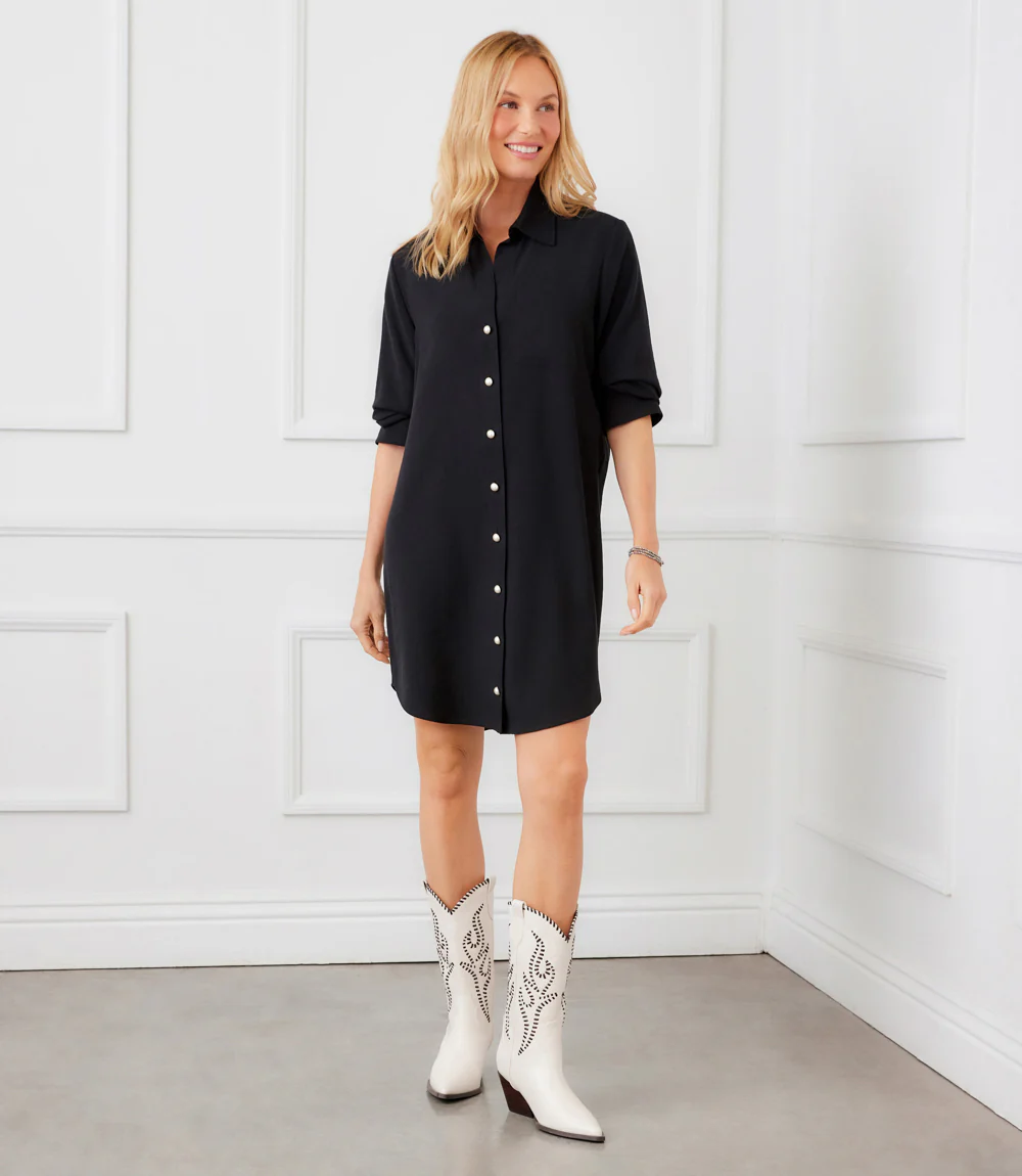 Petite Size Ruched Sleeve Shirtdress - Image 2