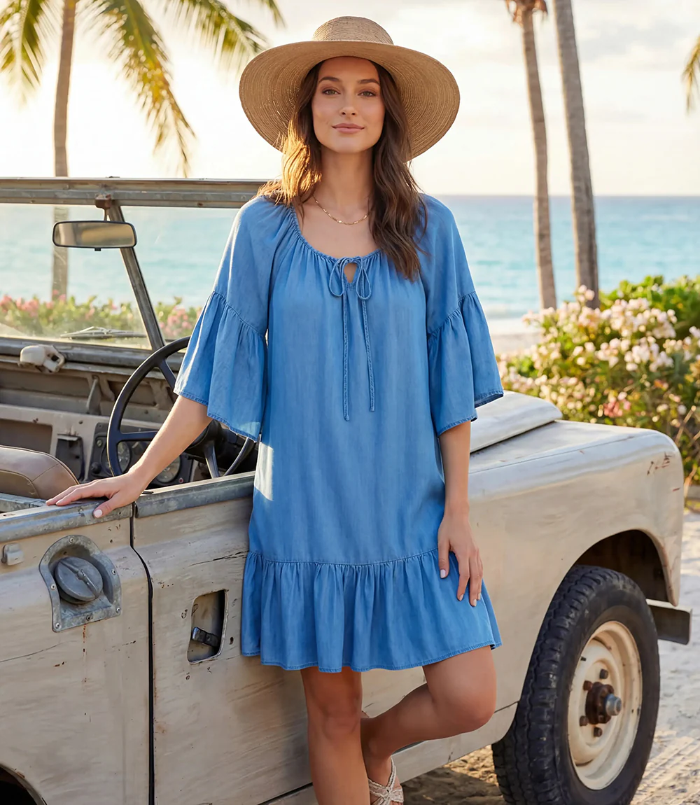Petite Size Ruffle Hem Dress - Image 5