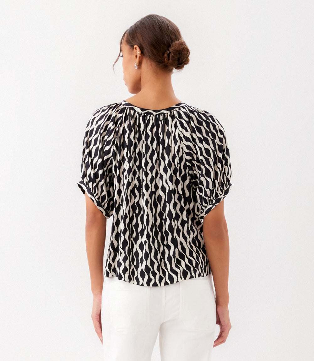 Petite Size Satin Short Sleeve Peasant Top - Image 8
