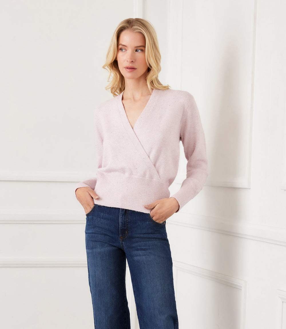 Petite Size Sequin Wrap Sweater - Image 2
