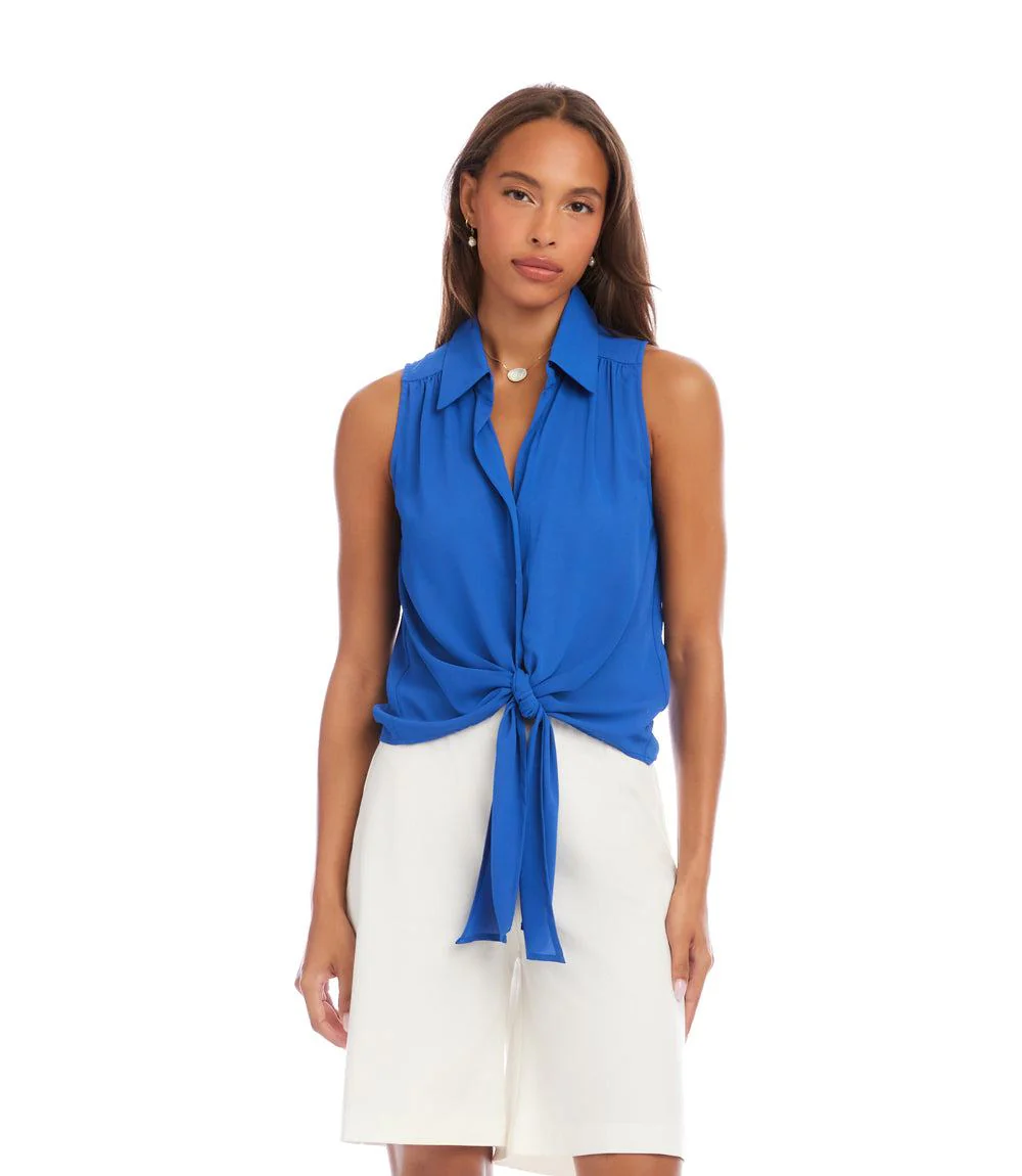 Sleeveless Tie-Front Top - Image 4