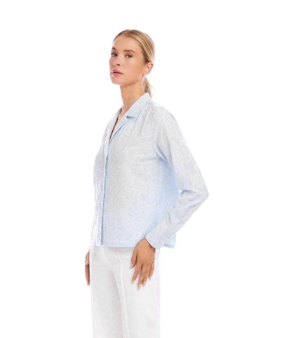 Petite Size Stripe Long Sleeve Embellished Button-Up Shirt - Image 5