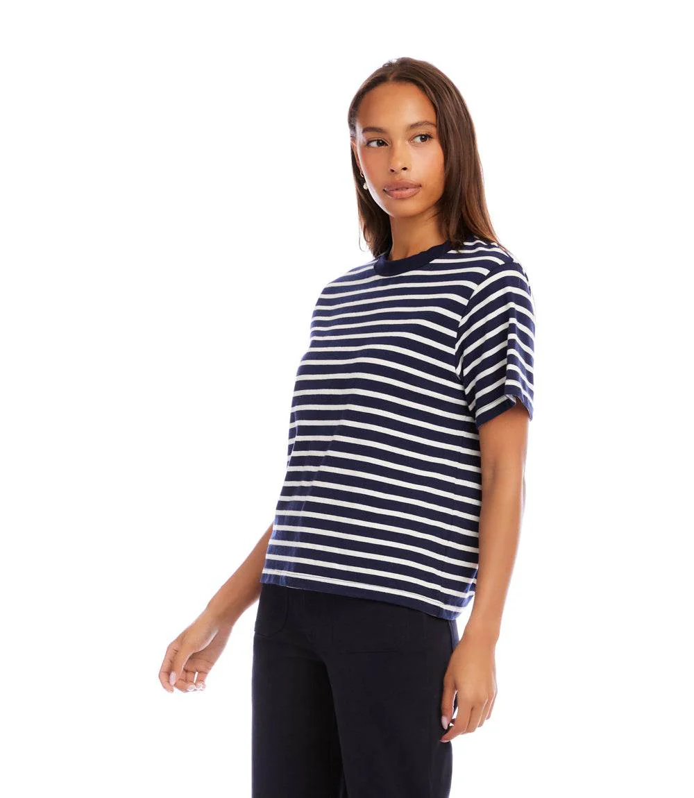 Petite Size Stripe Short Sleeve Top - Image 4