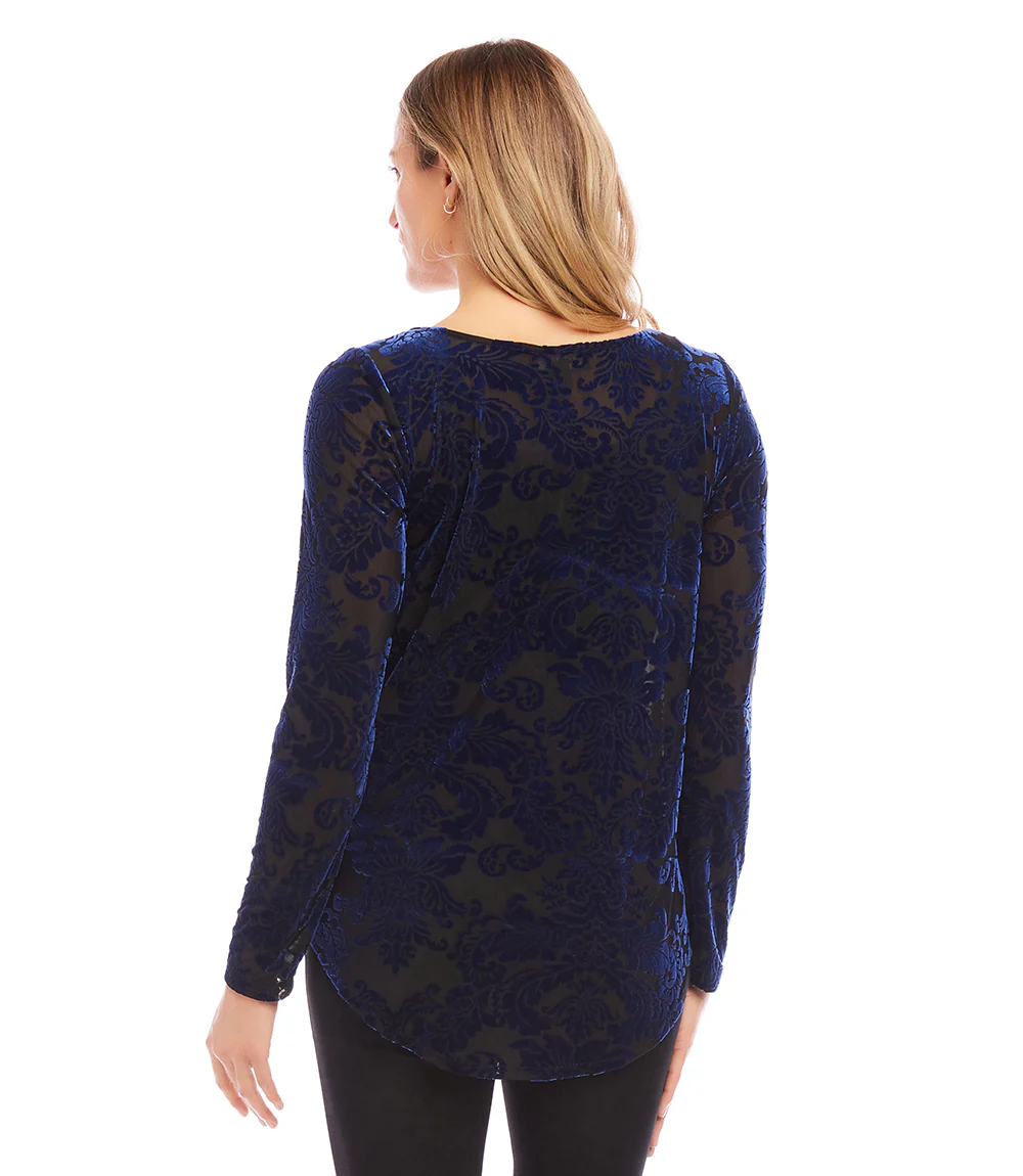 Petite Size Velvet Burnout Shirttail Top - Image 4