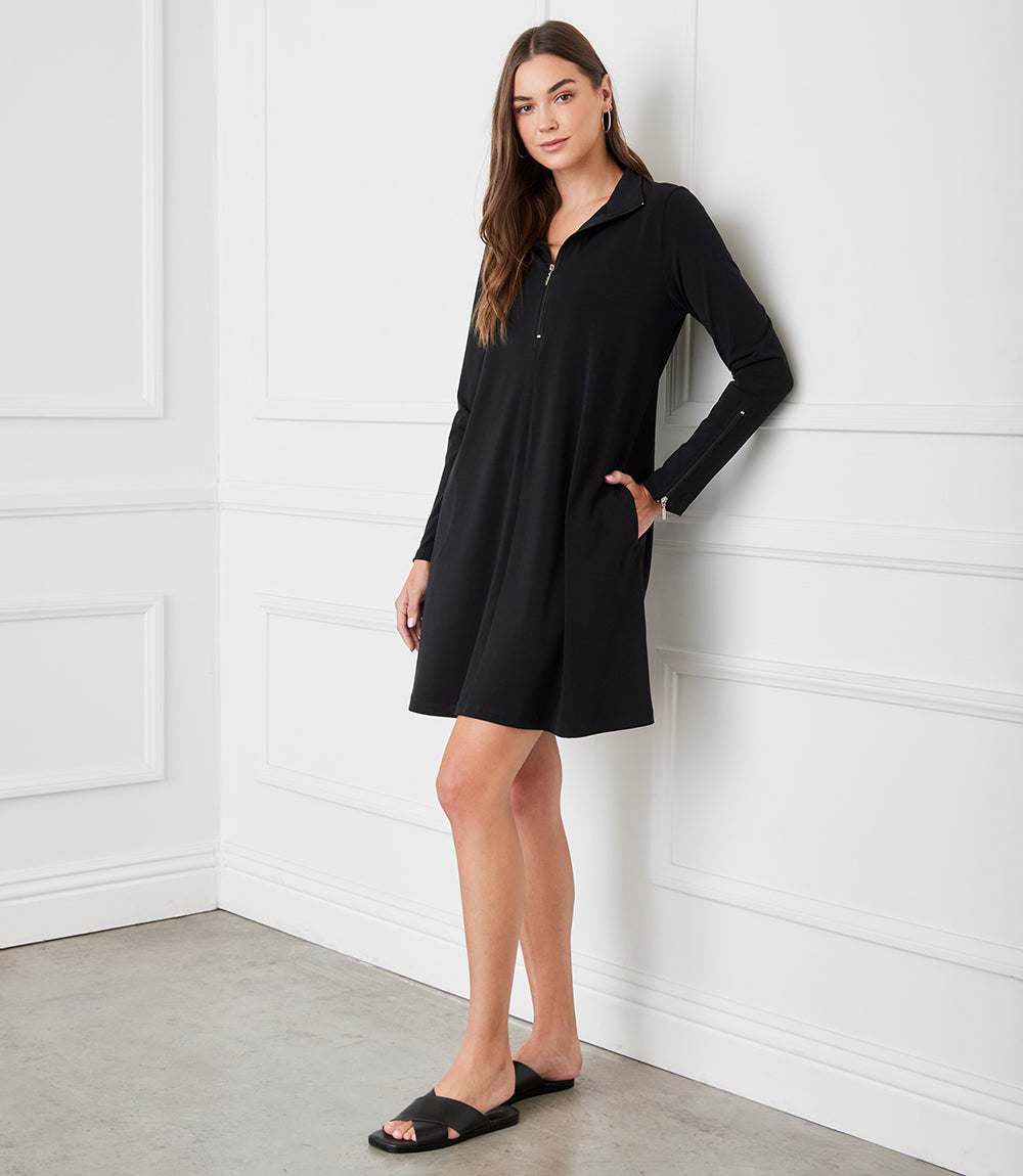 Petite Size Zip-Up Travel Jersey Dress - Image 10