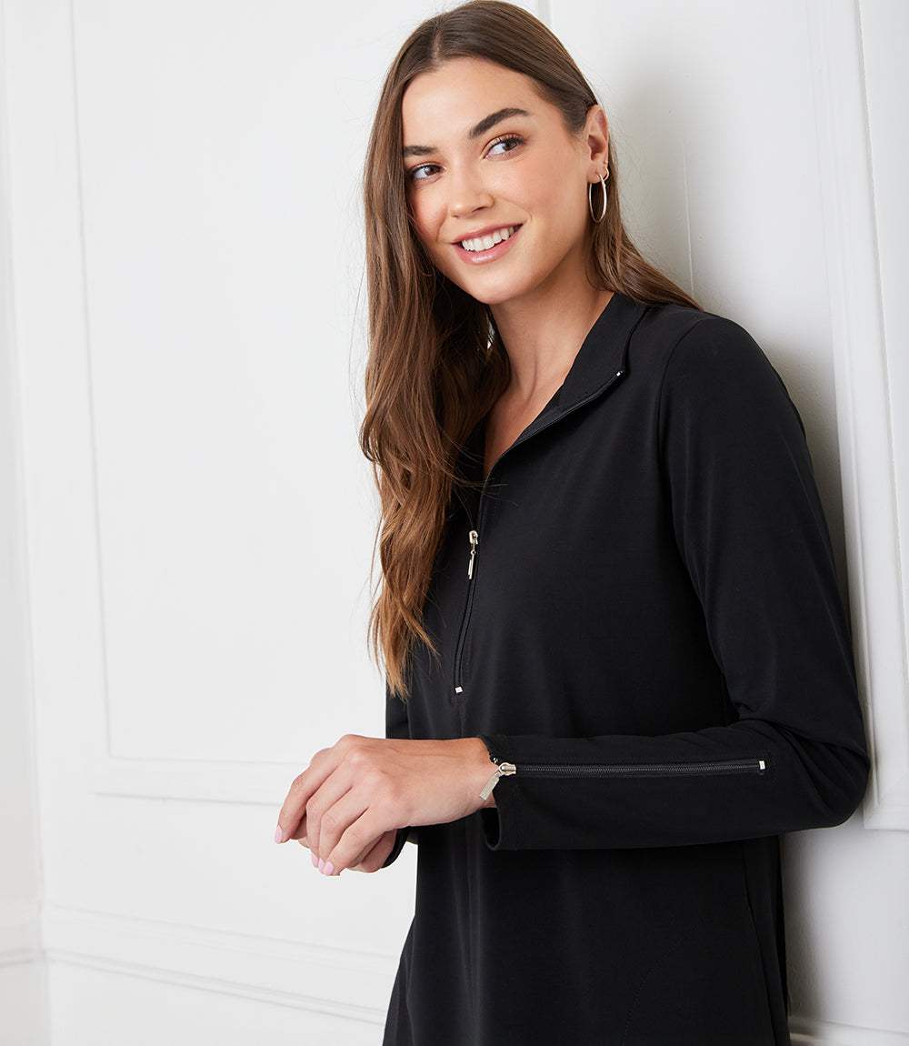 Petite Size Zip-Up Travel Jersey Dress - Image 9