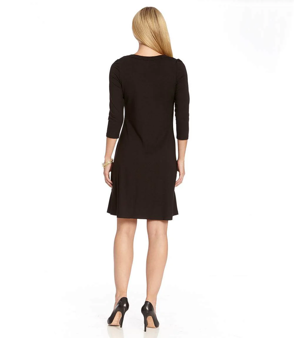 Petite Size Three Quarter Sleeve A-Line Dress - Image 5