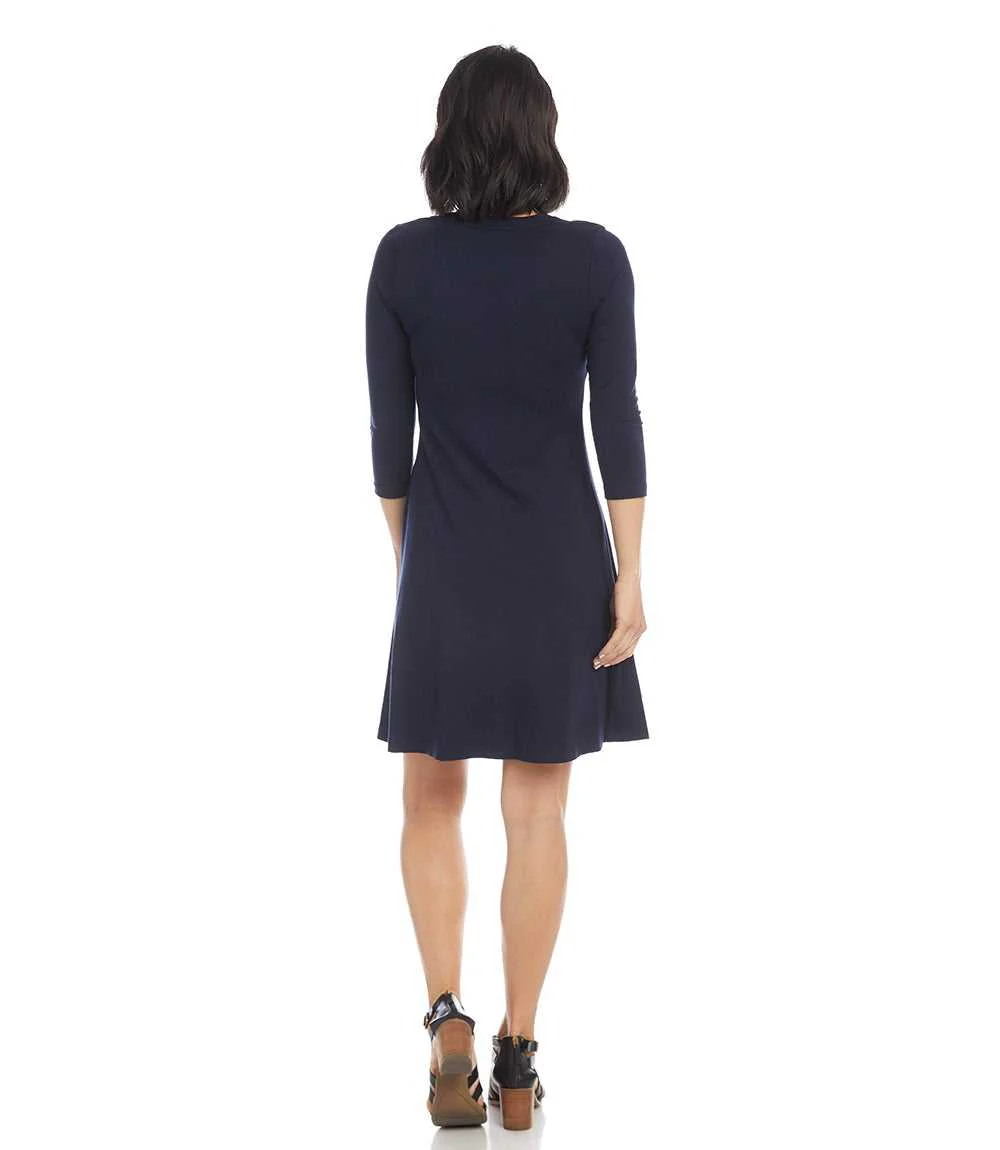 Three Quarter Sleeve A-Line Dress - Image 5