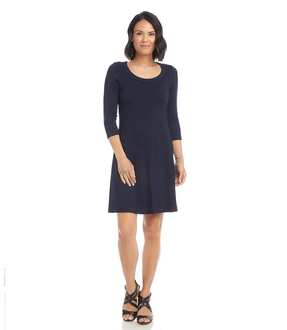 Three Quarter Sleeve A-Line Dress - Image 6