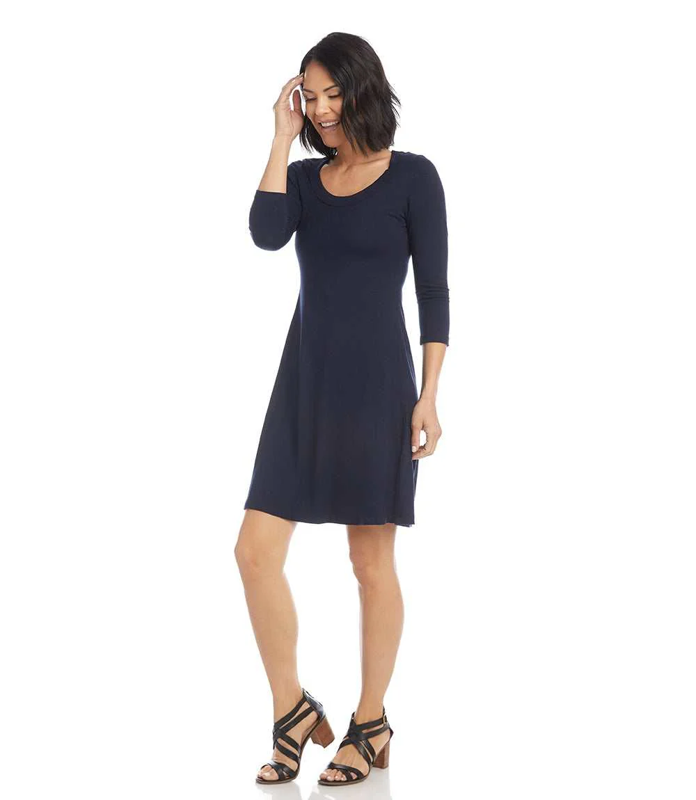 Three Quarter Sleeve A-Line Dress - Image 3
