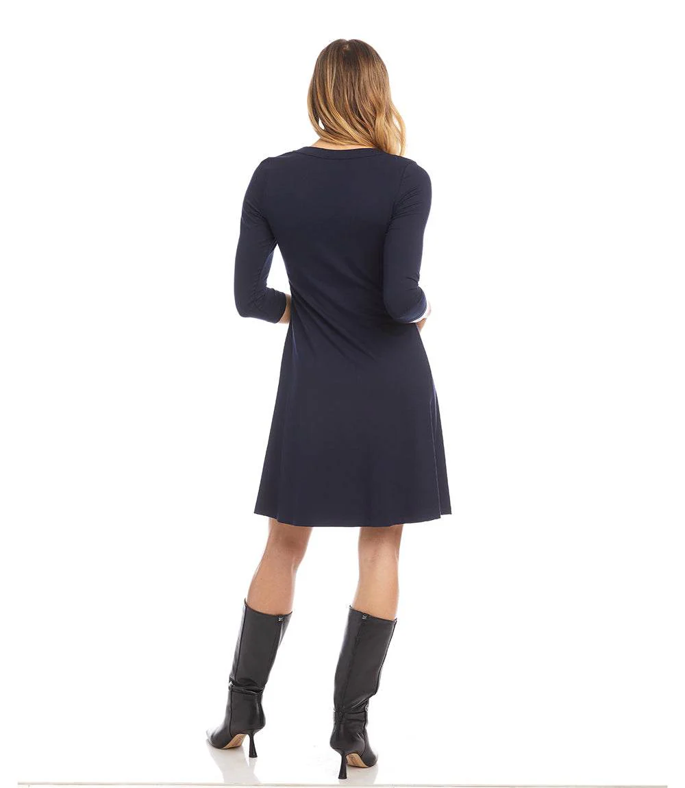 Petite Size Three Quarter Sleeve A-Line Dress - Image 6