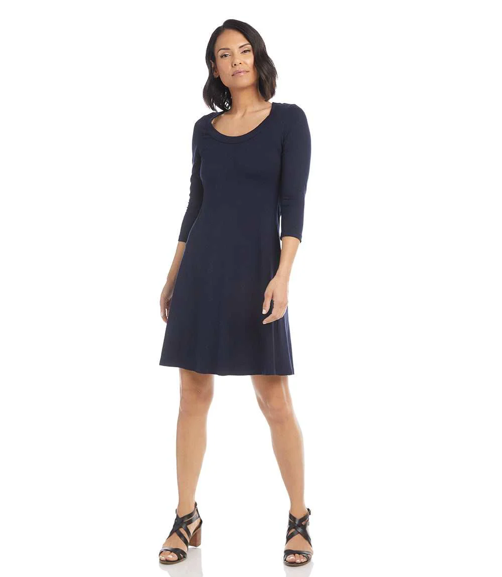 Three Quarter Sleeve A-Line Dress - Image 4