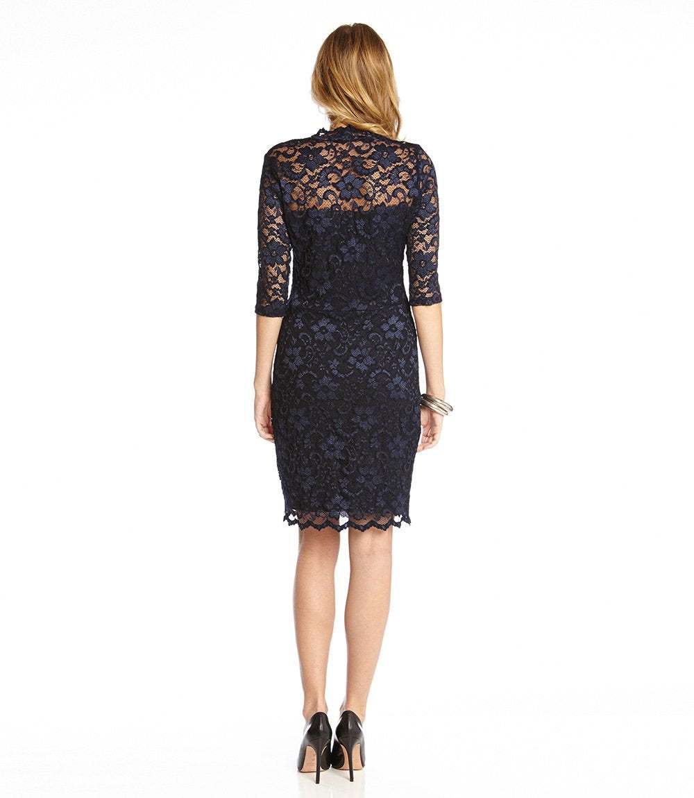 Petite Size V-Neck Scallop Lace Dress - Image 4