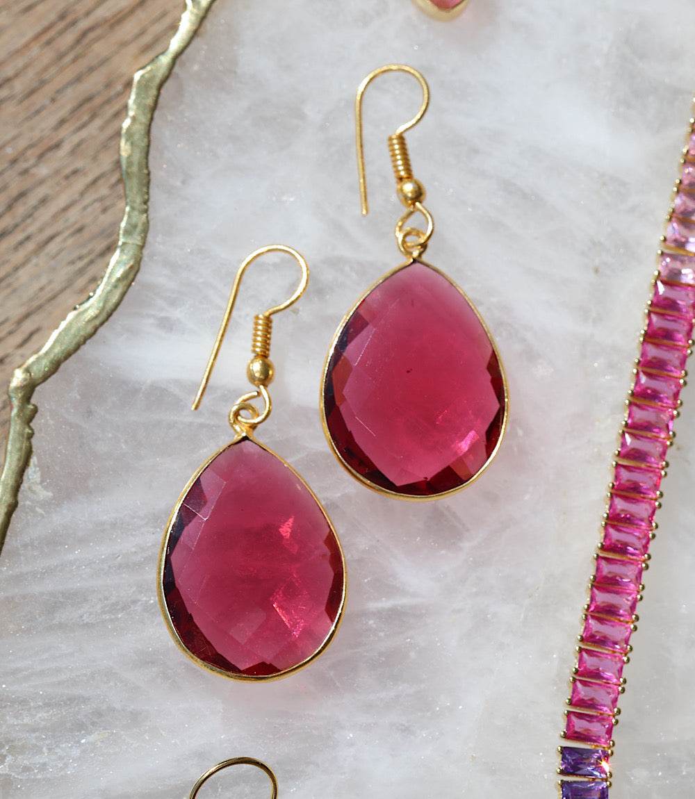 Pink Quartz Teardrop Earrings - Image 6