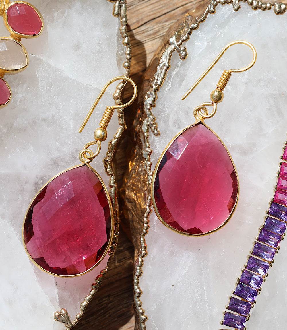 Pink Quartz Teardrop Earrings - Image 8