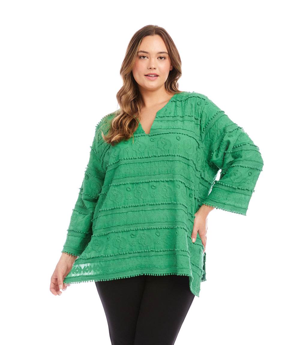 Plus Size 3/4 Sleeve Embroidered Tunic - Image 6