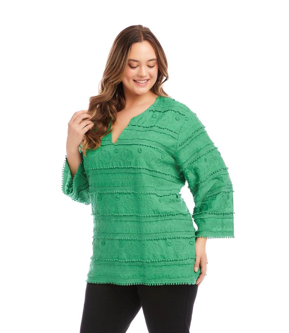 Plus Size 3/4 Sleeve Embroidered Tunic - Image 7
