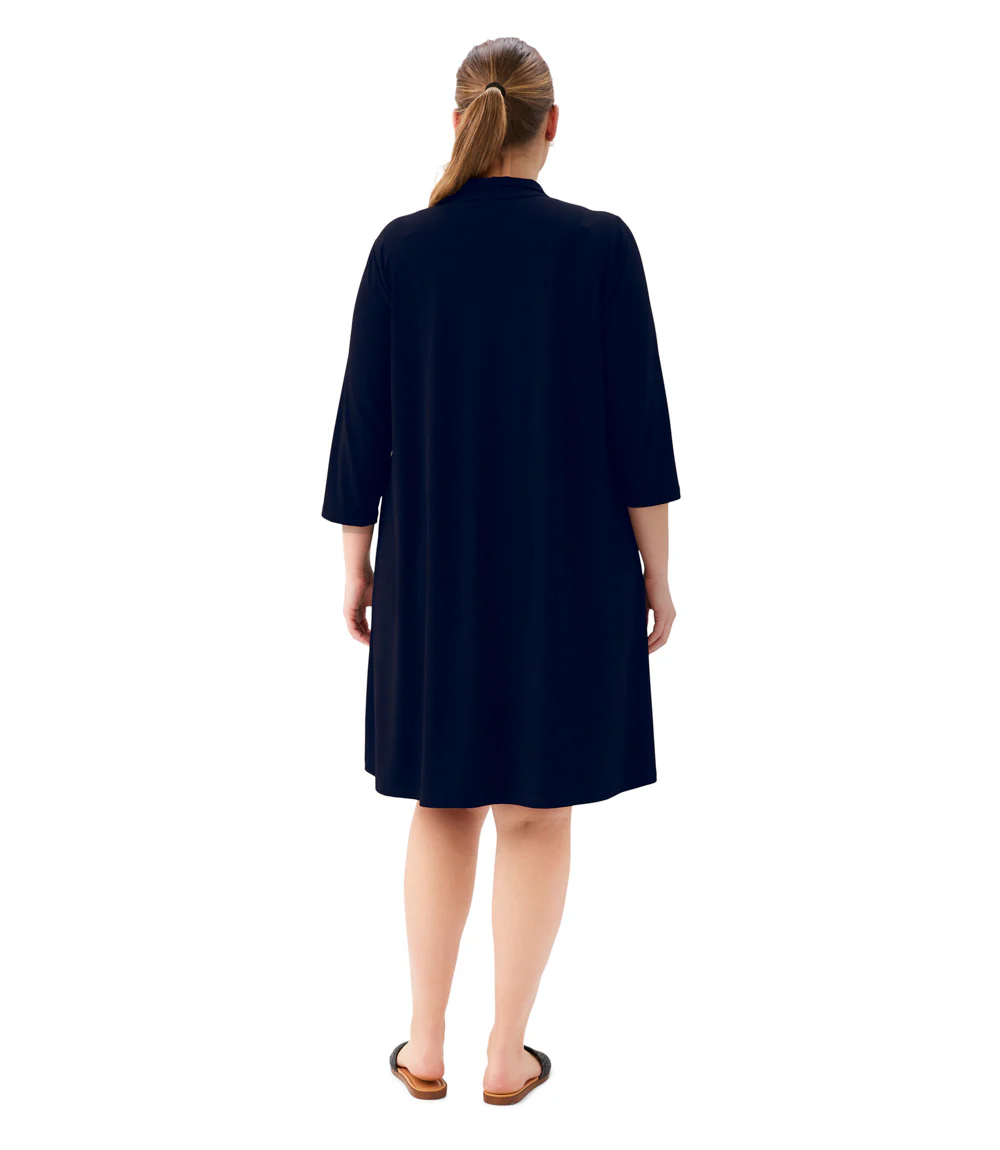 Plus Size 3/4 Sleeve Zip-Up Travel Jersey Dress - Image 5