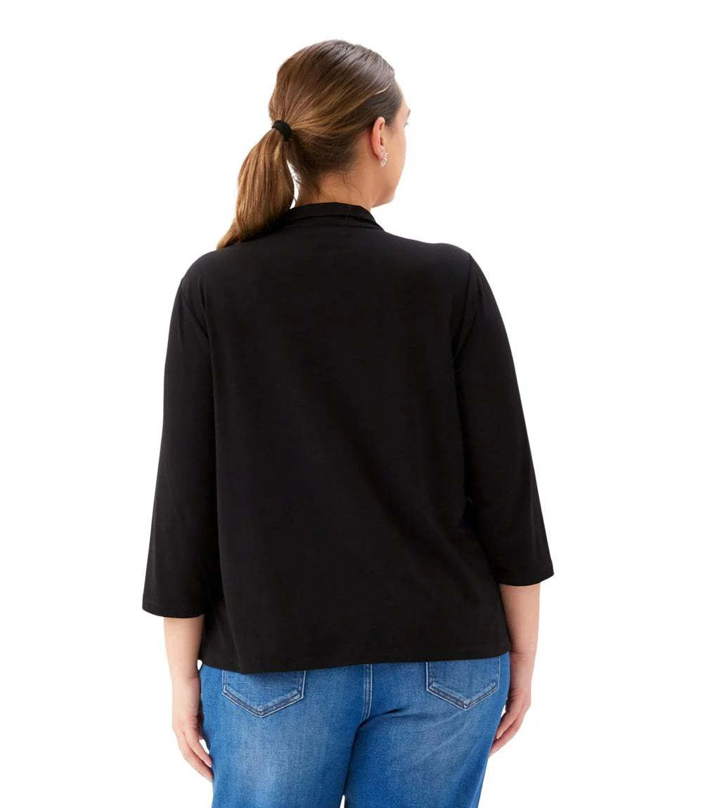 Plus Size 3/4 Sleeve Zip-Up Travel Jersey Top - Image 4