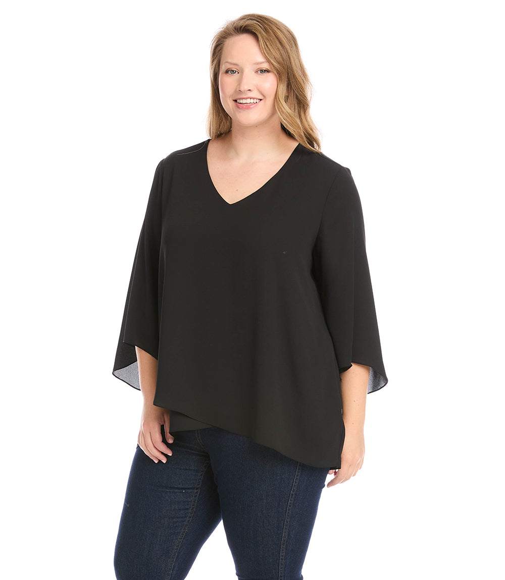 Plus Size Bracelet Sleeve Asymmetric Top - Image 3