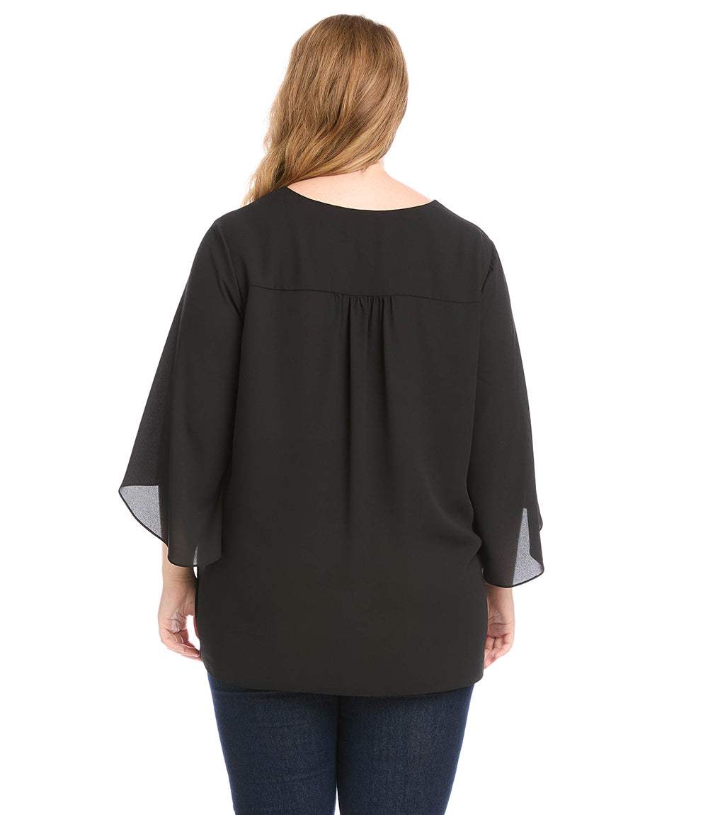 Plus Size Bracelet Sleeve Asymmetric Top - Image 4