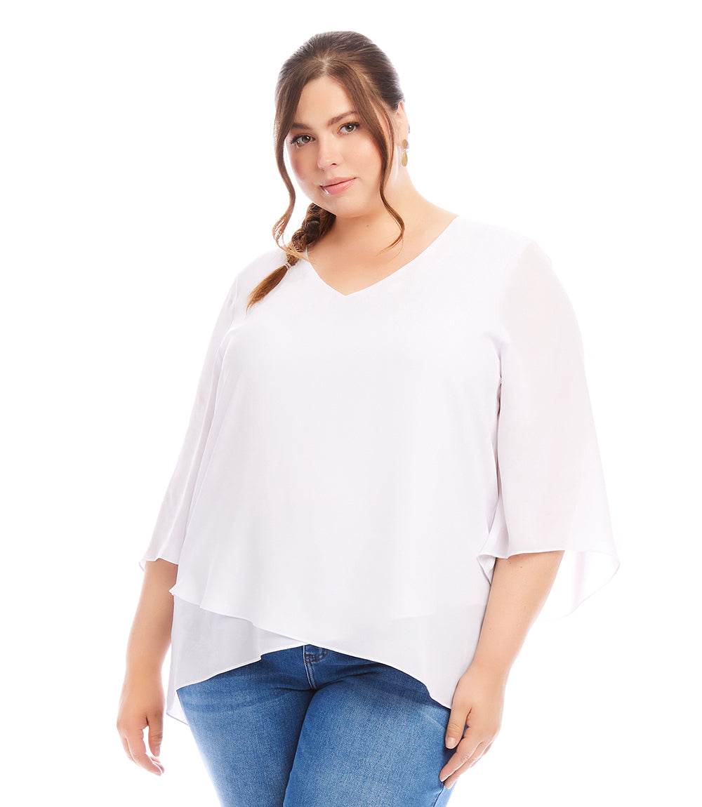 Plus Size Bracelet Sleeve Asymmetric Top - Image 6