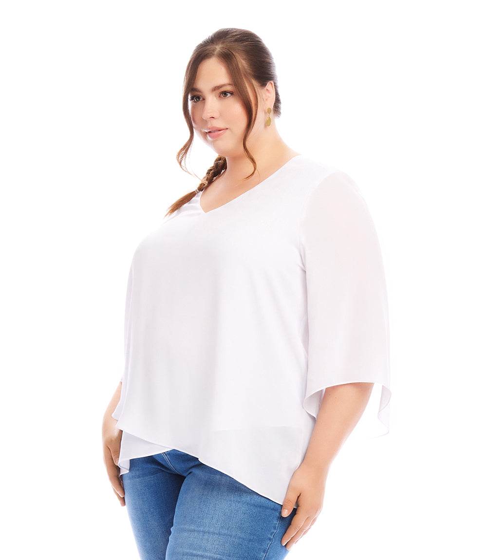 Plus Size Bracelet Sleeve Asymmetric Top - Image 8