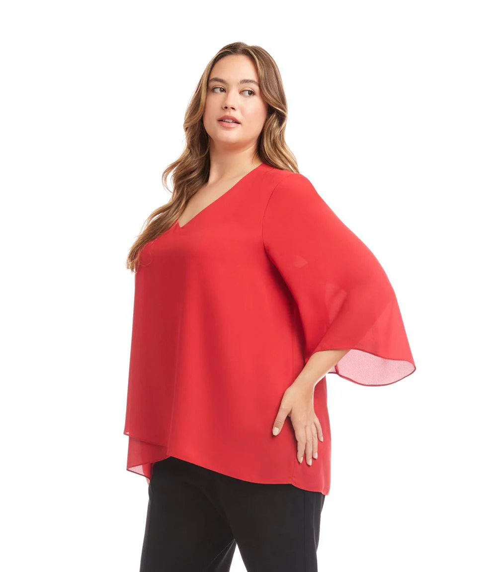 Plus Size Bracelet Sleeve Asymmetric Top - Image 3