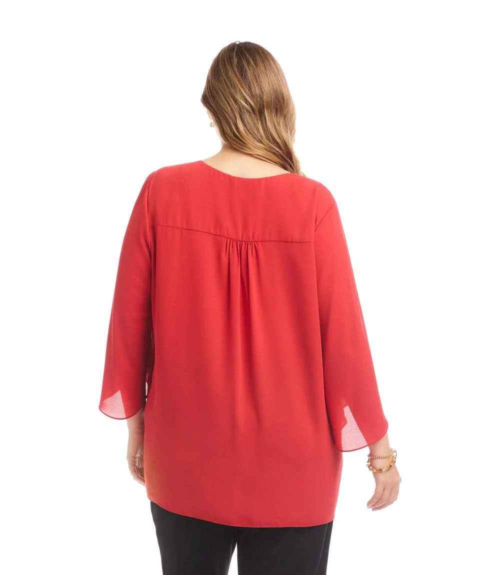Plus Size Bracelet Sleeve Asymmetric Top - Image 4