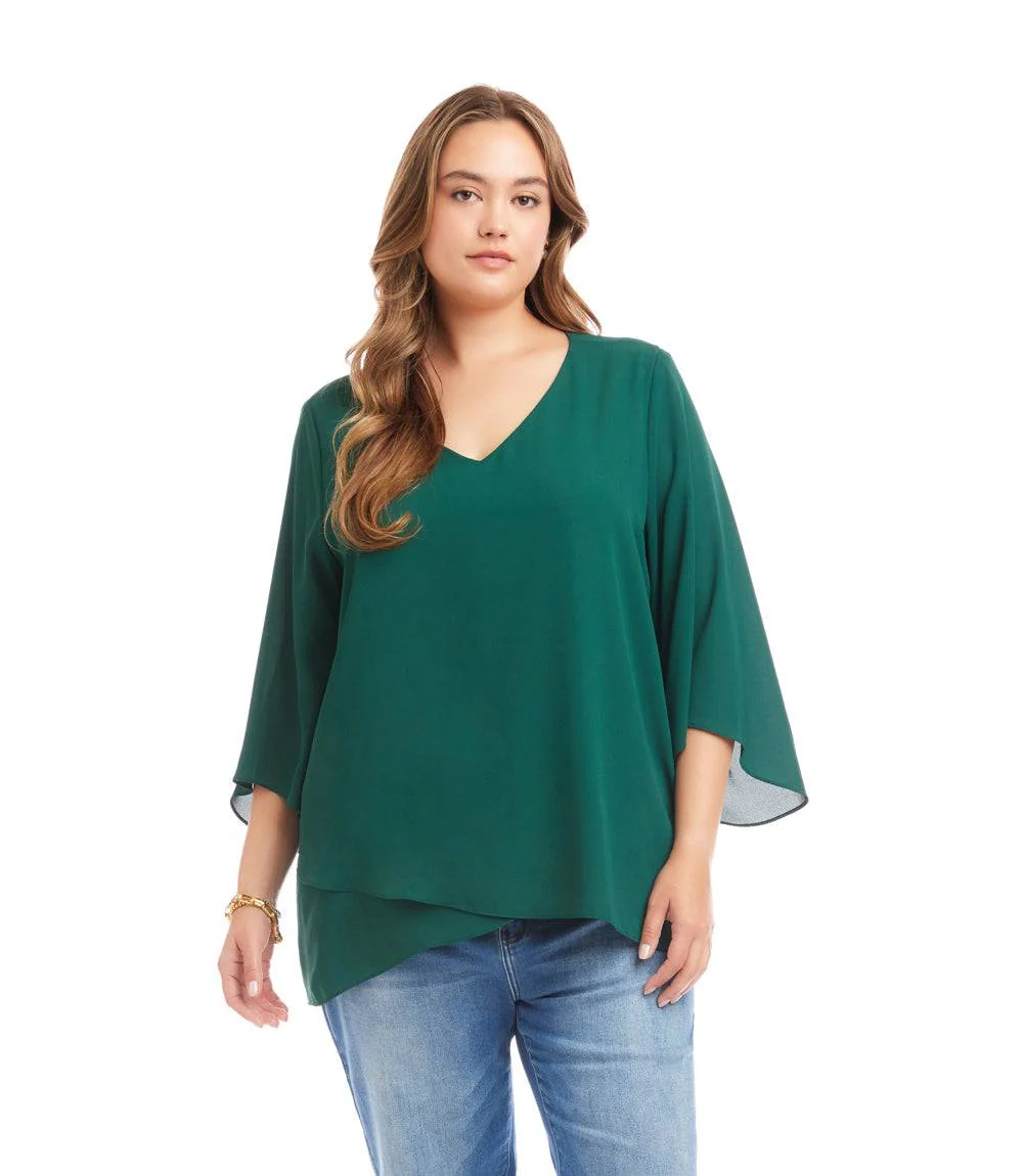 Plus Size Bracelet Sleeve Asymmetric Top - Image 3