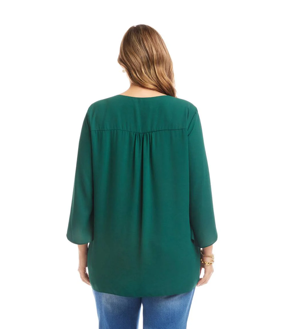Plus Size Bracelet Sleeve Asymmetric Top - Image 4