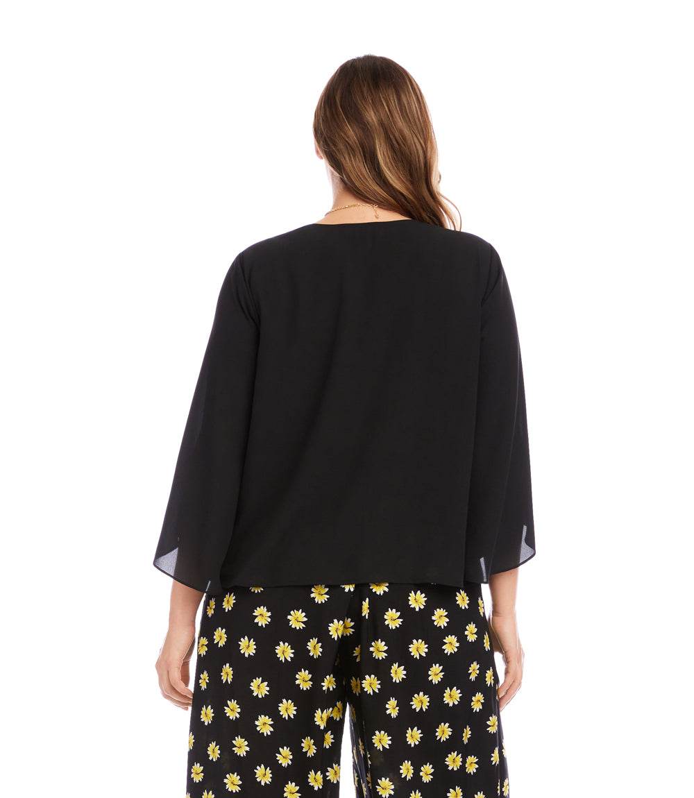 Plus Size Bracelet Sleeve Drape Front Crossover Top - Image 5