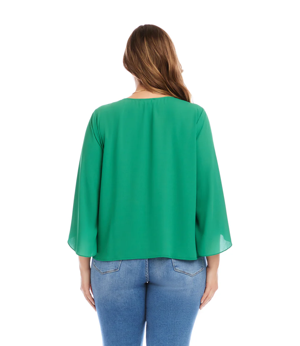 Plus Size Bracelet Sleeve Drape Front Crossover Top - Image 5