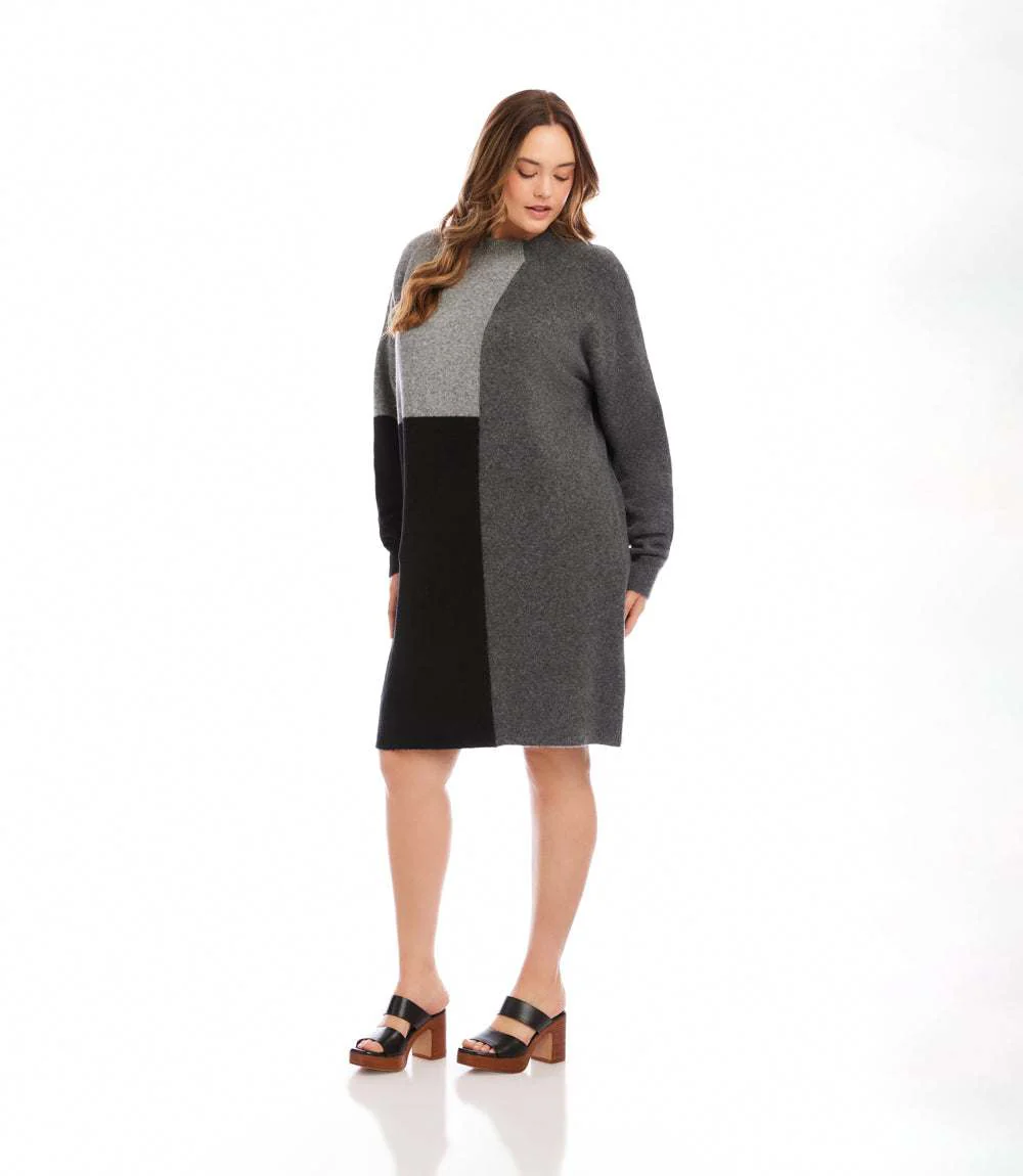 Plus Size Colorblock Sweater Dress - Image 4