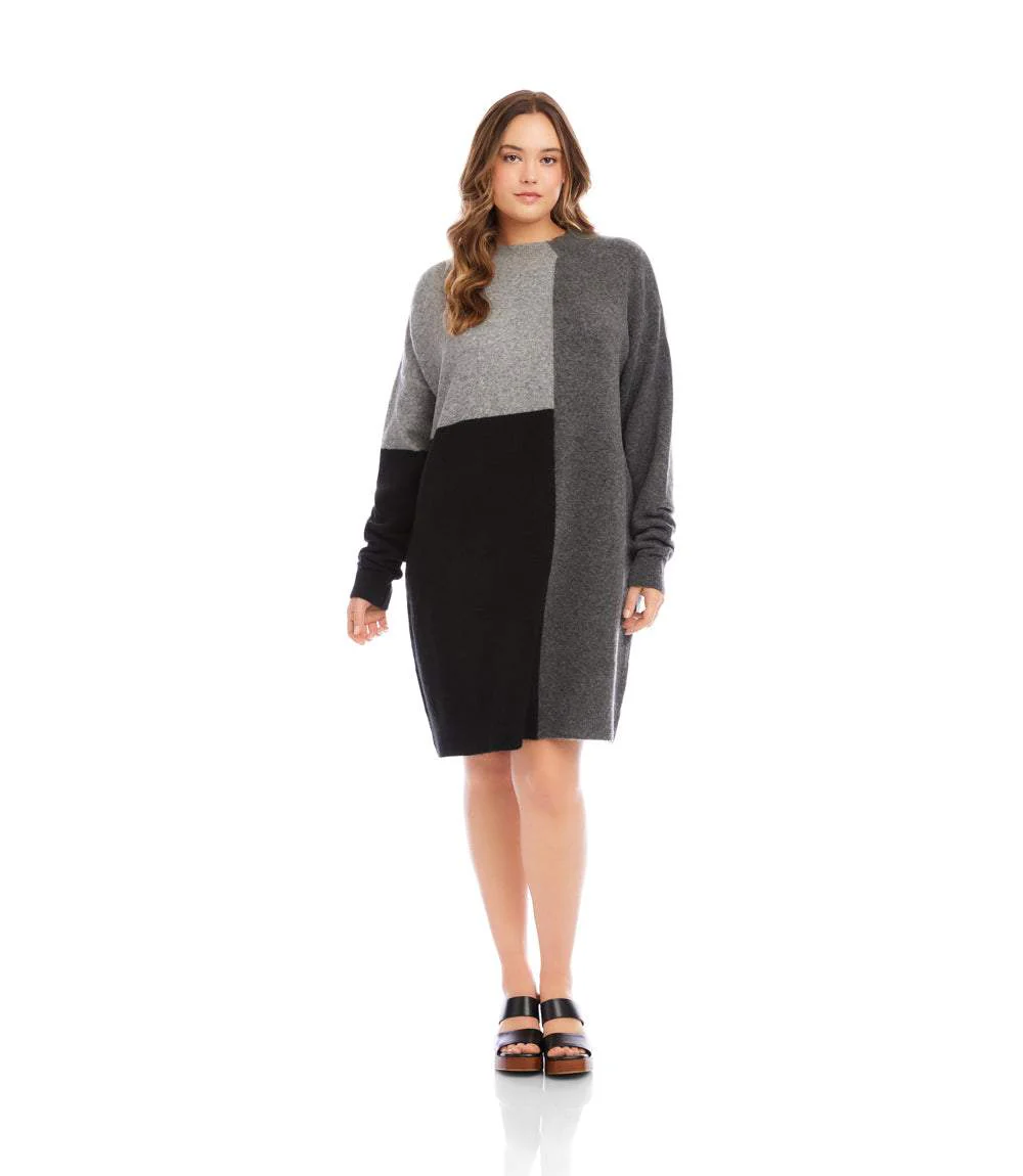 Plus Size Colorblock Sweater Dress - Image 5