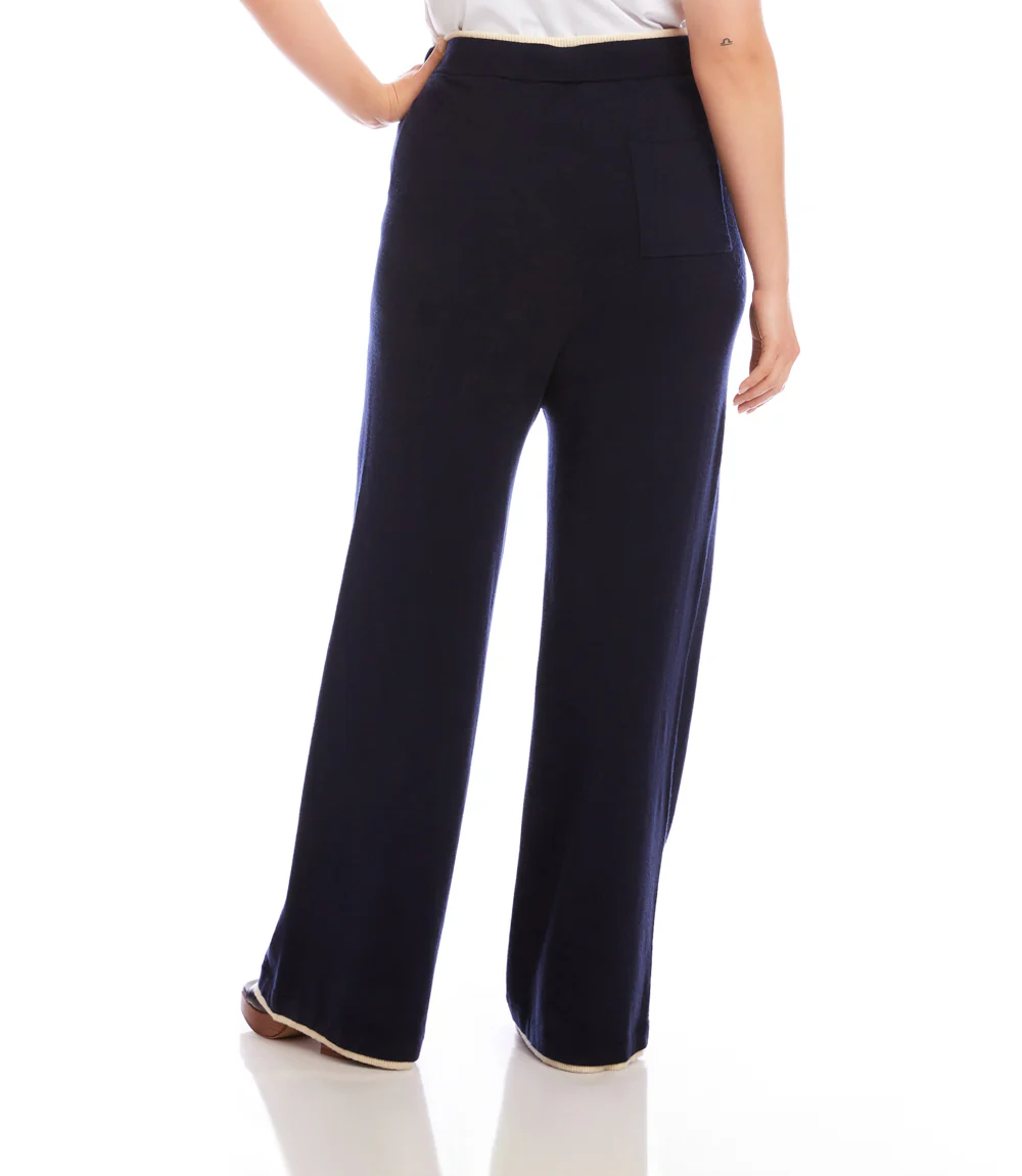 Plus Size Contrast Drawstring Wide-Leg Sweater Pants - Image 5