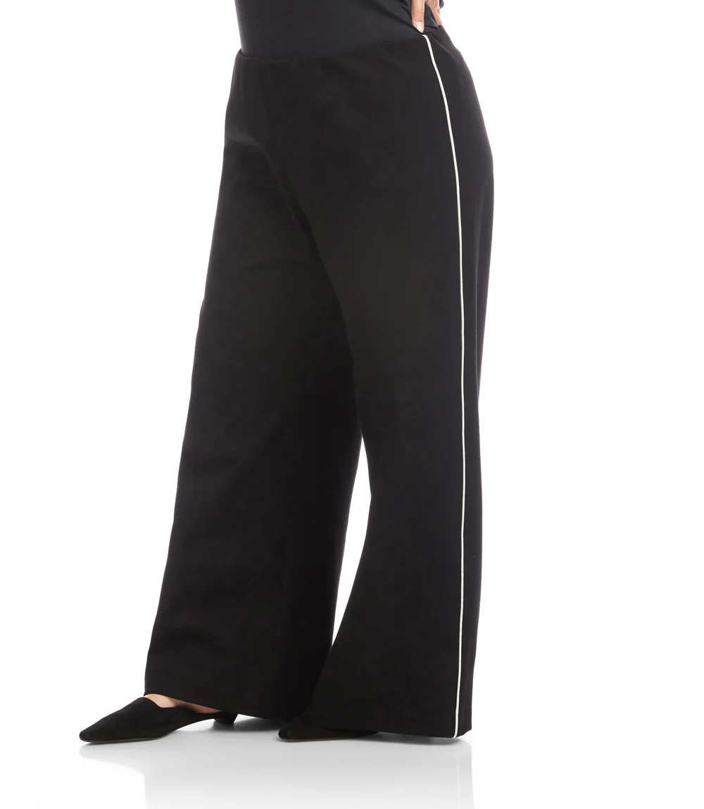 Plus Size Contrast Piped Wide-Leg Pants - Image 4