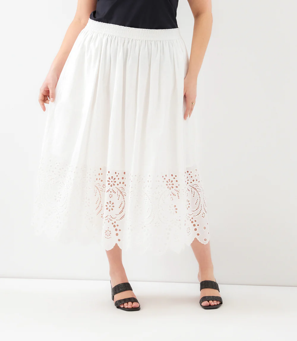 Plus Size Cutout Embroidery Midi Skirt - Image 2