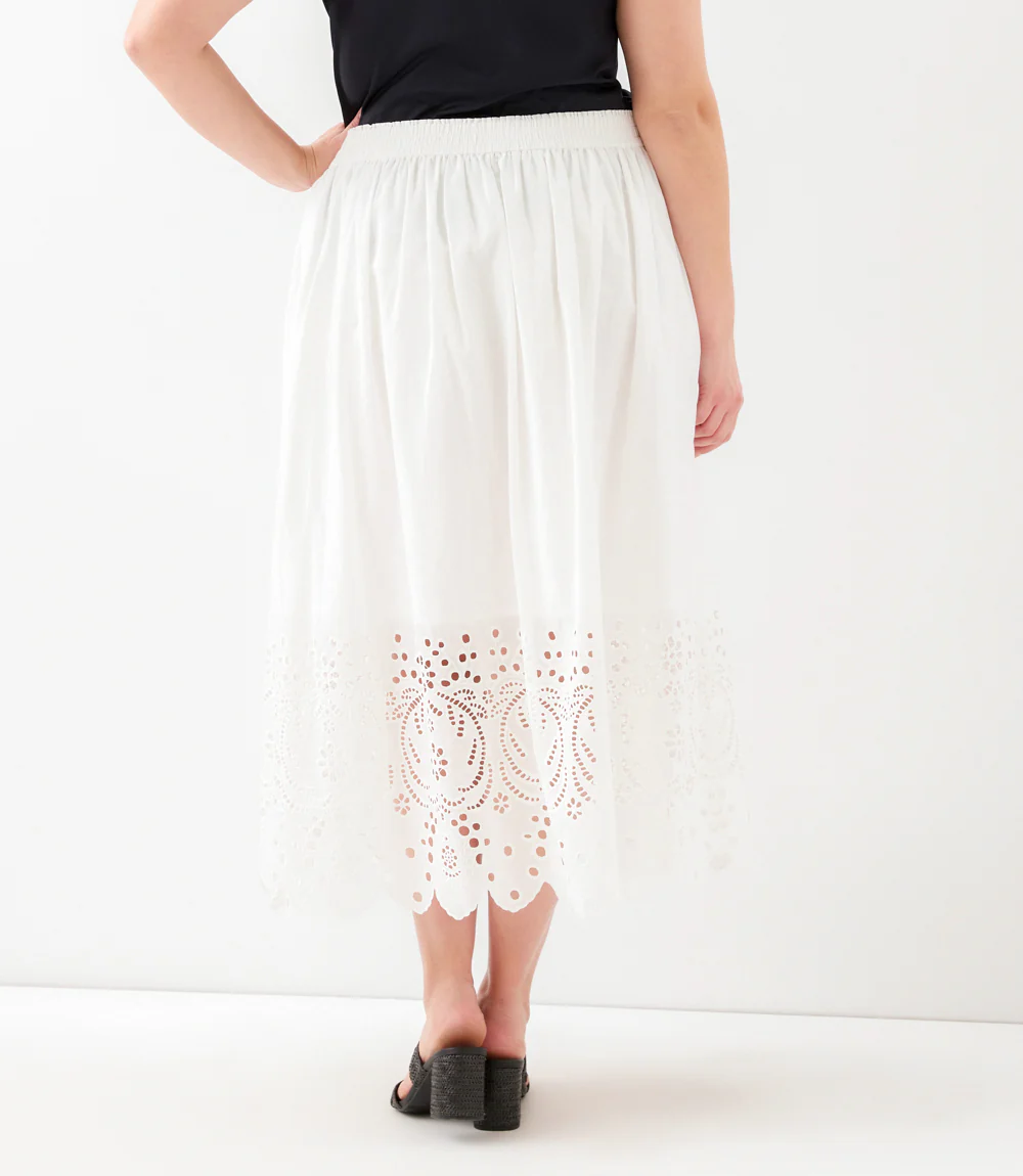 Plus Size Cutout Embroidery Midi Skirt - Image 4