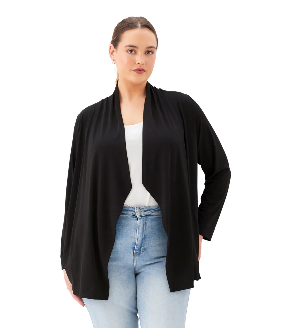 Plus Size Drape Travel Jersey Cardigan - Image 2