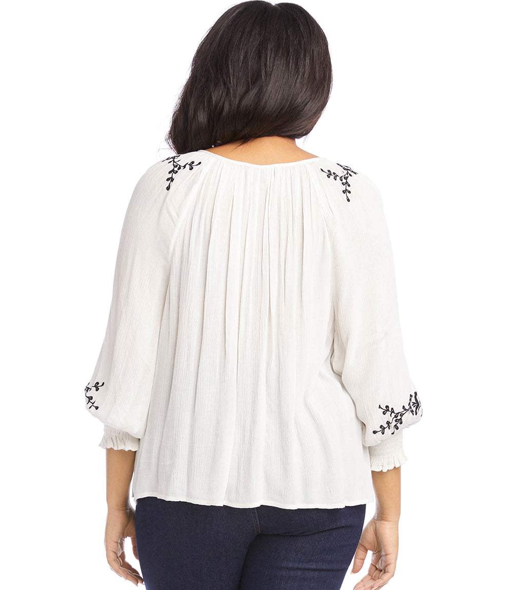 Plus Size Embroidered Peasant Top - Image 4